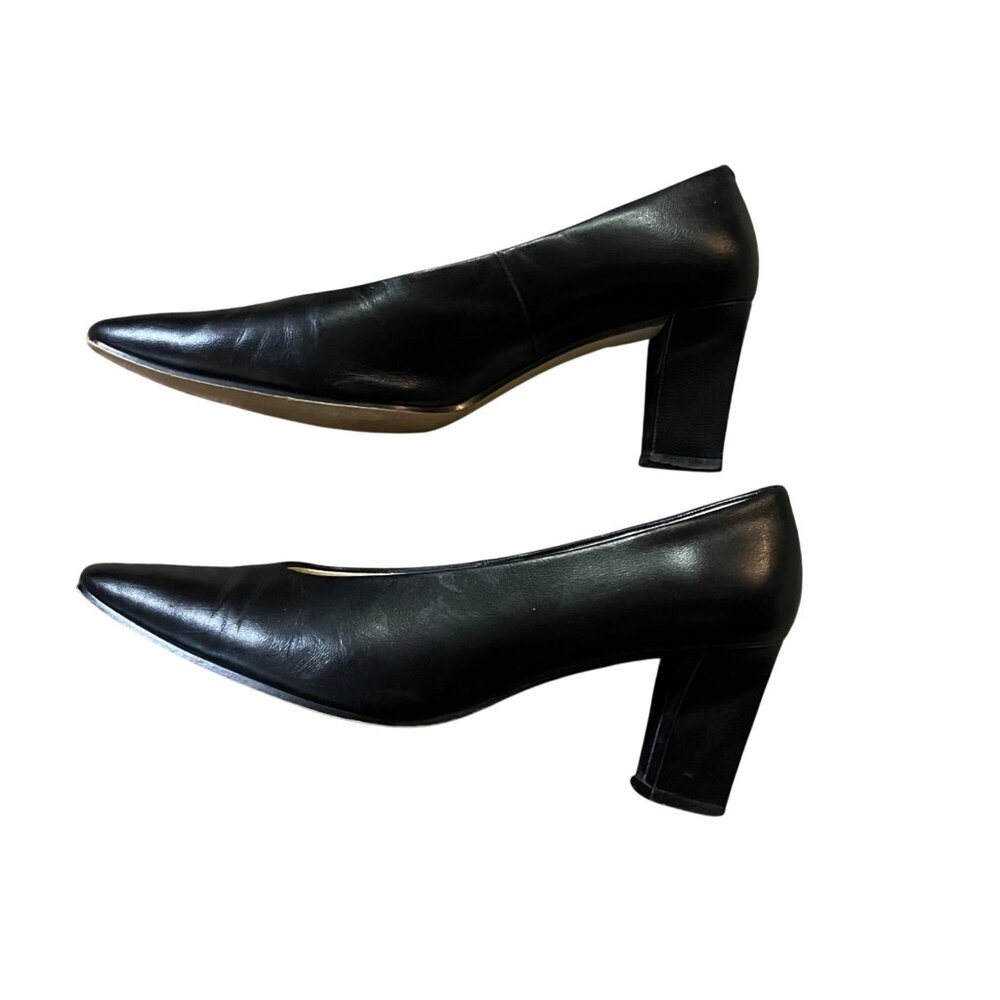 Vintage SRO Leather Heels Women’s 7.5M Blue Low Heel Pumps Used - Picture 13 of 16